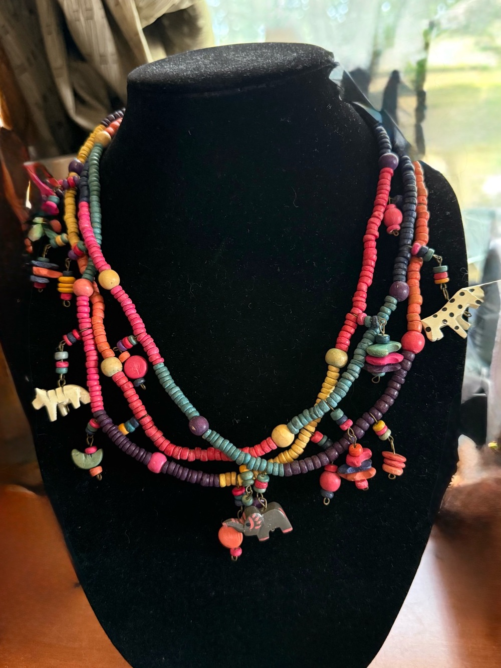 Safari Animal Charms are Featured in this Vintage Boho 21” Necklace